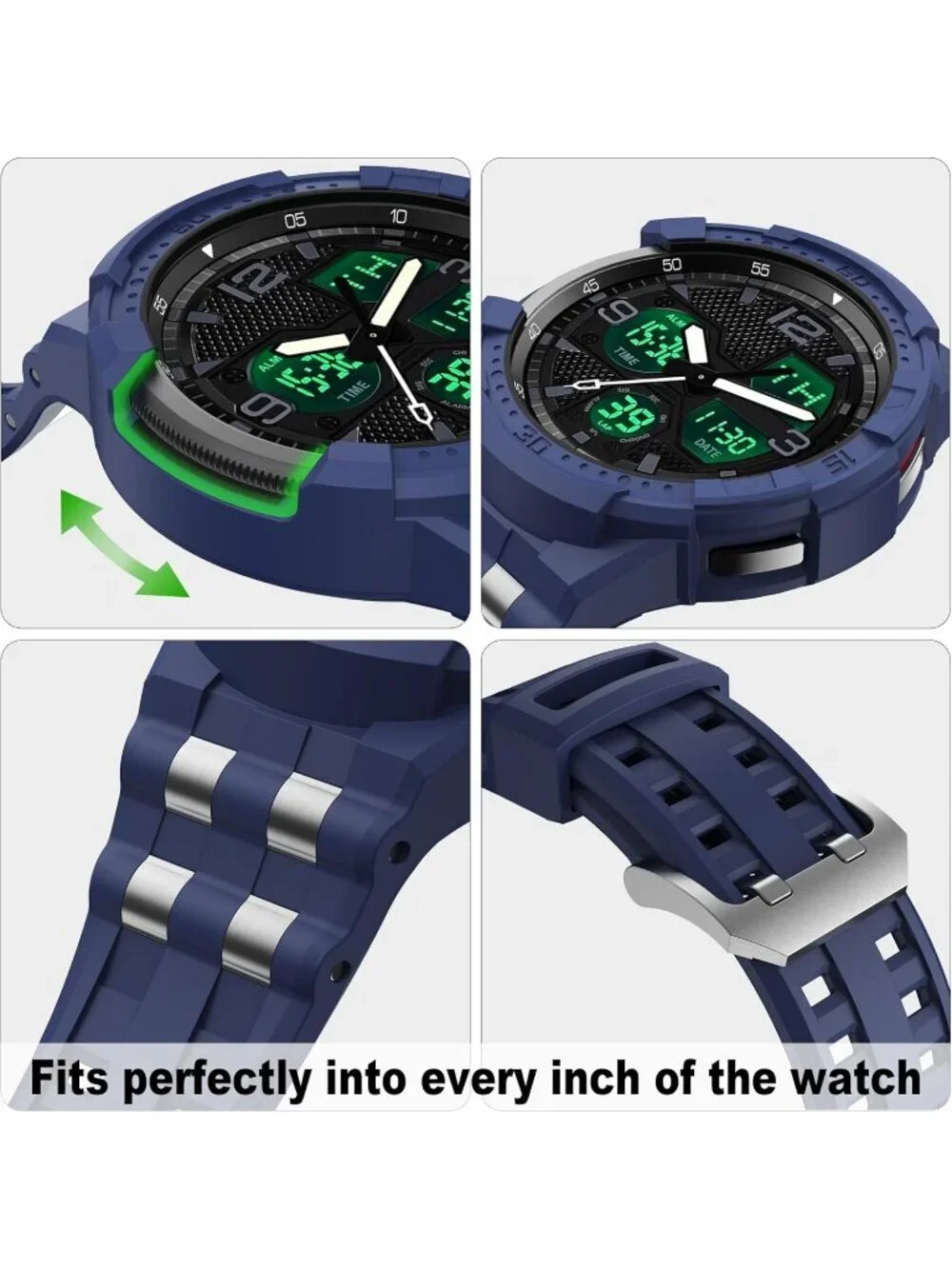Men's Blue Analog Quartz Compatible Samsung Galaxy Classic LED Digital Watch